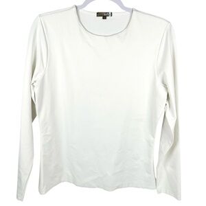 Judy P women's large white Deborah 3/4 Sleeve crewneck UPF 50 smoothing shirt